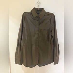 Primark Olive Green Vegan Leather Blouse